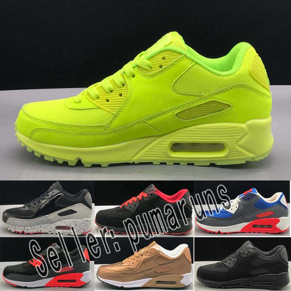 Men's casual shoes classic 90 men and women green white brand shoes black red white coach air cushion breathable shoes 36-45