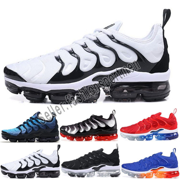 2019 Newest Hot TN Plus Men Running Shoes Triple Black White Sunset Photo Blue Wolf Grey USA Designer Shoes Sport Sneakers Trainers