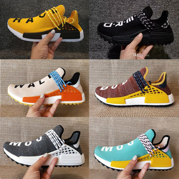 2019 Orange red Human Race Hu trail pharrell williams men running shoes Nerd black cream mens trainer women designer sports runner sneakers