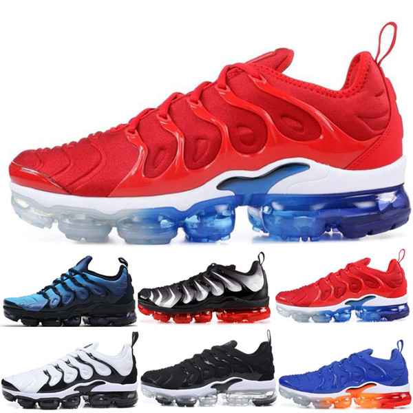2019 TN Plus Men Running Shoes Triple Black White Sunset Photo Blue Wolf Grey USA Designer Shoes Sport Sneakers Trainers 36-45