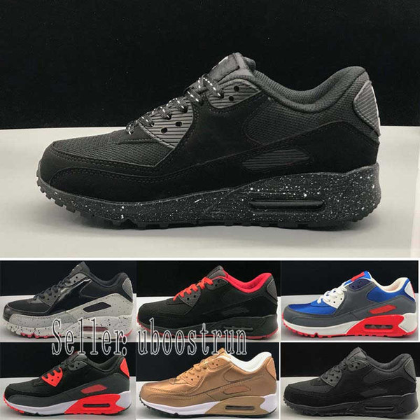 Mens Shoes classic 90 Men and woman Shoes Black Red White Trainer Air Cushion Surface Breathable Casual Shoes 36-45