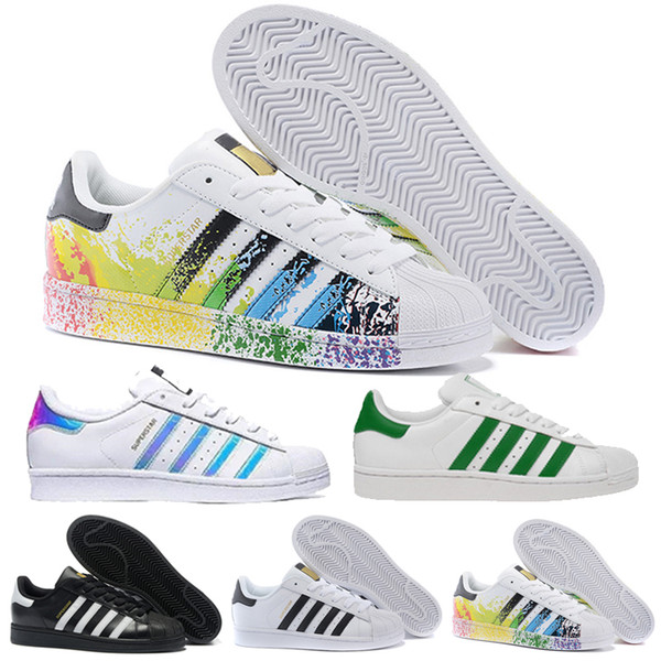 2019 Super Star White Hologram Iridescent Junior Superstars 80s Pride Womens Mens Trainers Superstar Casual Shoes Size 36-45
