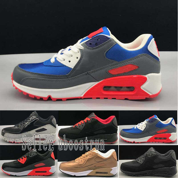 Mens Shoes classic 90 Men and woman Shoes Black Red White Trainer Air Cushion Surface Breathable Running Shoes 36-45