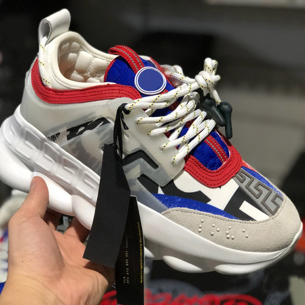 2019 Hot Chain Reaction Casual Designer Sneakers Sport Fashion Casual Shoes Trainer Lightweight Link-Embossed Sole With Dust Bag