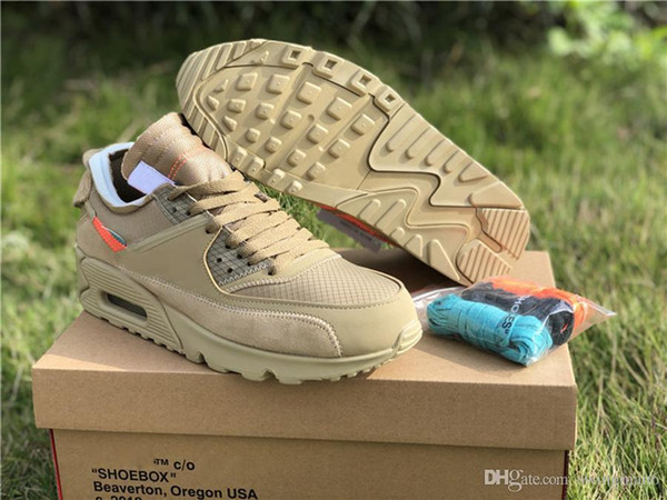 Authentic Air High Quality 90 Desert Ore Off Hyper Jade 2.0 White Bright Mango Men Women Running Shoes Sports Sneakers AA7293-200 With Box