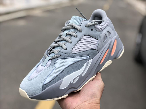 2019 Best Kanye West 700 Inertia Running Shoes Blue Gray Man Woman Sneakers Authentic Original Quality Outdoor Sports Shoes With Box US 5-12