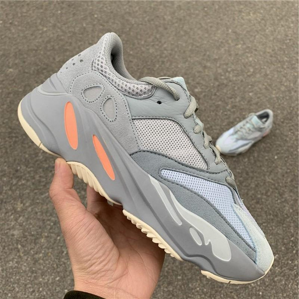 Newest Top Authentic 700 Inertia Kanye West Running Shoes Blue Gray Men Women Outdoor Sports Sneakers APE779001 With Box With Box US 5-12