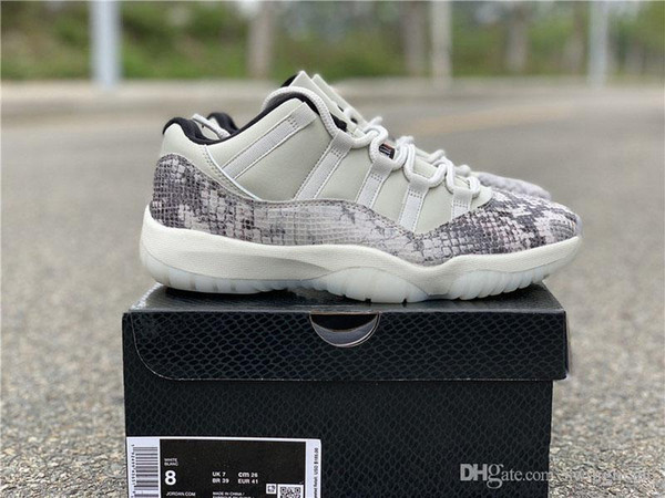 2019 Release 11 Low SE Snakeskin Light Bone Basketball Shoes 11s Real Carbon Fiber For Mens Sports Shoes 88jordan Outdoor Sneakers With Box