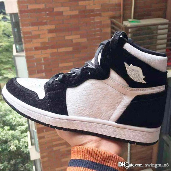 2019 Release Retro High OG Panda 1 Basketball Shoes Black Metallic Gold White Air Men Women 1S Sports Sneakers CD0461-007 With Box US 5.5-8.