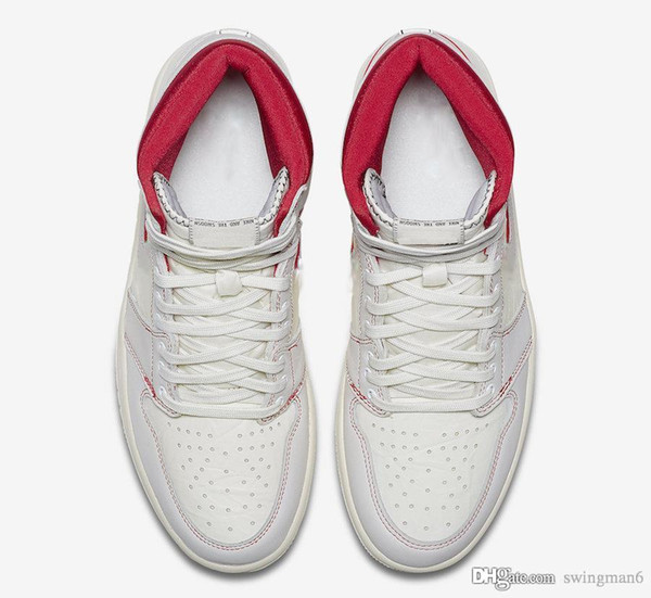 2019 Authentic Air High OG 1 Sail Red 7Jordan Basketball Shoes Man Sports Sneakers White Phantom University Red 555088-160 With Box 5.5-13