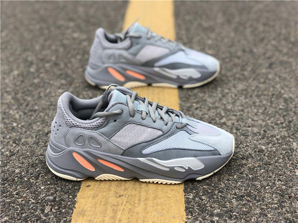 2019 Best Kanye West 700 Inertia Running Shoes Blue And Gray Man Woman Sneakers Authentic Original Quality Outdoor Sports Shoes Size 36-47