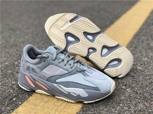 2019 High Kanye West 700 Inertia Running Shoes Blue And Gray Man Woman Sneakers Authentic Original Quality Outdoor Sports Shoes Size 36-47