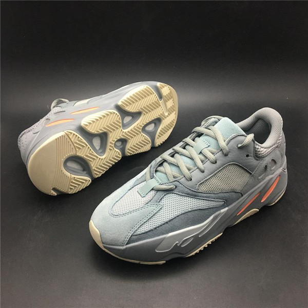 2019 Best Authentic 700 Inertia Kanye West Running Shoes Blue Gray Men Women Outdoor Sports Sneakers APE779001 With Box With Original Box