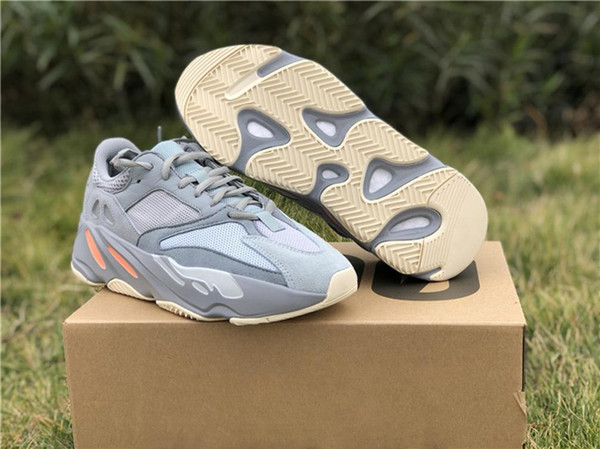 2019 Best Kanye West 700 Inertia Running Shoes Blue And Gray Man Woman Sneakers Authentic Original Quality Outdoor Sports Shoes With Box