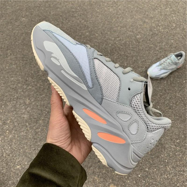 Newest Top Authentic 700 Inertia Kanye West Running Shoes Blue Gray Men Women Outdoor Sports Sneakers APE779001 With Box With Box Size 36-47