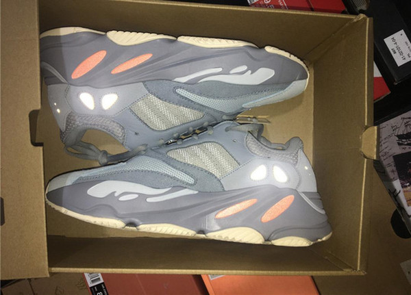 2019 Release Authentic Original 700 Inertia Kanye West Running Shoes Blue Gray Men Women Outdoor Sneakers APE779001 With Box Size 36-47