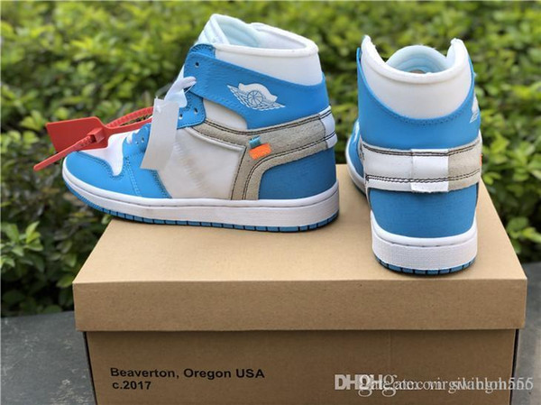 Hot 2018 Authentic Quality 1 Powder Blue White Basketball Shoes 1S UNC Sports Sneakers for Men Release Joint AQ0818-148 with Box 40-47