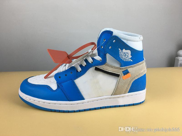 Authentic 1 Powder Blue White Basketball Shoes for Men 1S UNC Outdoors Sneakers Sports with Original Box Red White 2018 Limited Release