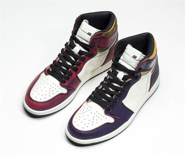 2019 Release Air High 1 OG Defiant SB Court Purple Basketball Shoes Lakers Light Bone Black GOLD Retro Men Sports Sneakers CD6578-507