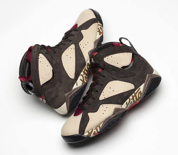 2019 Release Patta x 7 OG SP Men Basketball Shoes Authentic 7S Icicle Sequoia-River Rock-Light Crimson Mans Sneakers AT3375-200 US 7-13