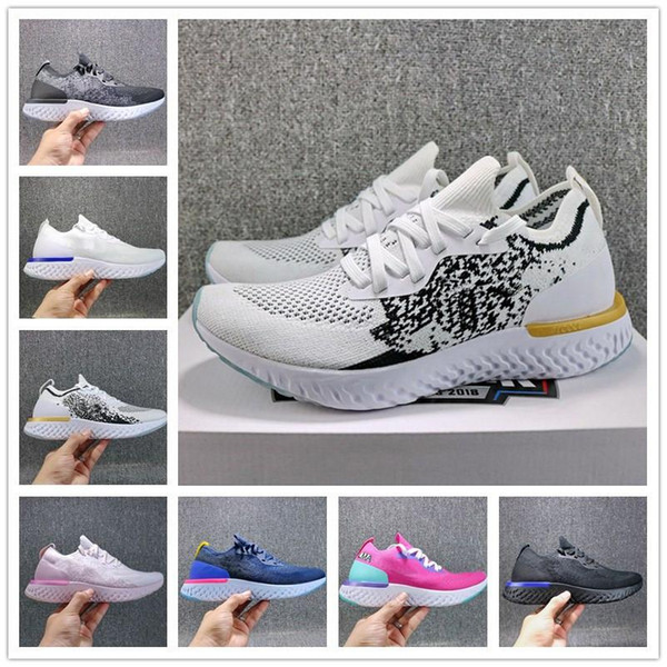 TOP Quality Epic React FlyKnitting Sport Sneaker White Gold Pink Green World Cup Designer Breathable Shoes with Half Size