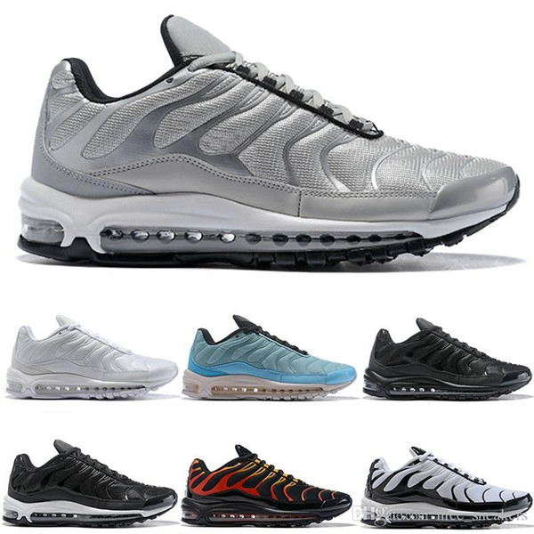 Designer 97 Plus Mens Womens Running Shoes Fire Red Light Green Core Triple Black White Oreo Silver Bullet Trainer Sports Sneaker Size 36-46