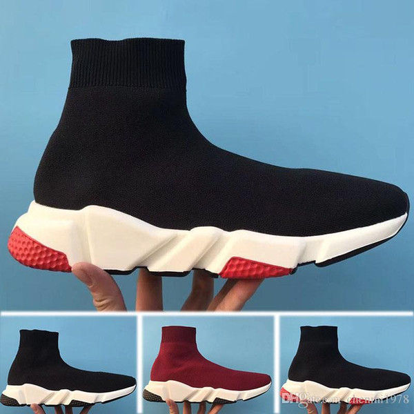 2018 Mens women INS balanciaga Designer Shoes Paris Famous luxury brand shoes with white texture sole designer Sock Shoes size 36-47