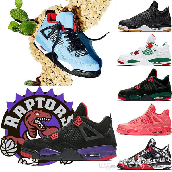 4 Raptors Tattoo Hot Punch basketball shoes Travis Scott 4s Cactus Jack Pure Money Pizzeria Black Cat Gum Men sneakers trainers sports shoes