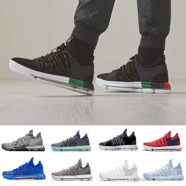2018 New KD 10 Anniversary PE BHM Oreo triple black Men Basketball Shoes KD 10 Elite Low Kevin Durant Athletic Sport Sneakers