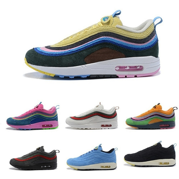 97's x SW Sean Wotherspoon light blue rainbow skyblue black Pink for Mens Women Lamp core shoes size 36-46 Spruce Aura Metallic