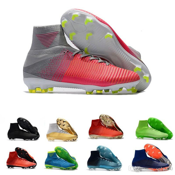 New 2018 CR7 Football Boots Size 35-45 Mercurial Superfly V AG/FG Soccer Shoes Mens/Women/Kids Outdoor Soccer Cleats