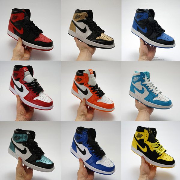 Hot brand mens womens fashion designer shoes sneakers j1 1s jd 1 high basketball shoes white black red blue grey high quality sale