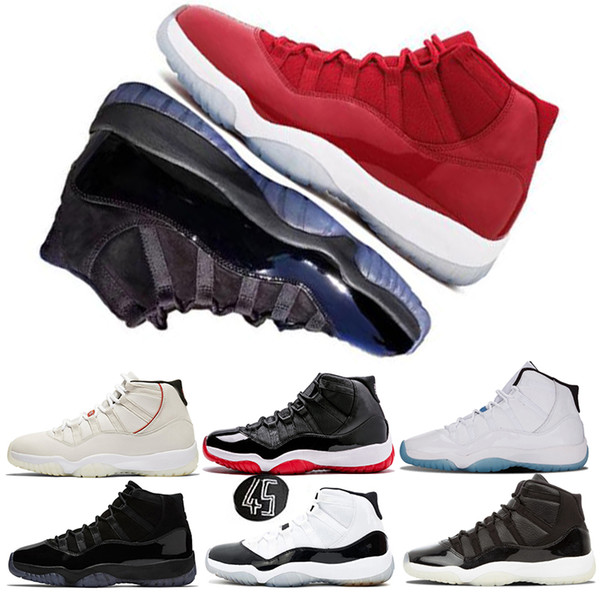 New 11 11s concord 45 Platinum Tint Men Women Basketball Shoes cap and Gown gym red bred Legend gamma blue