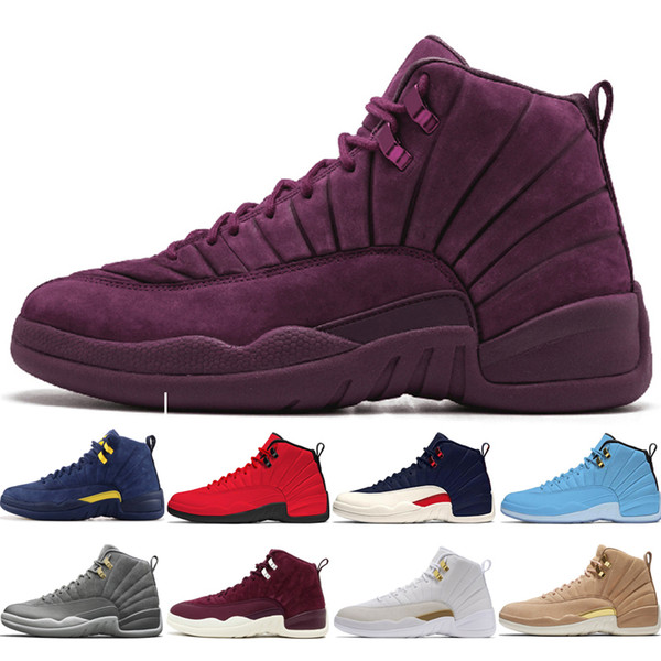 Cheap 12 12s mens basketball shoes Michigan Bulls College Navy Vachetta Tan Dark Grey Bordeaux Flu Game men Sport sneakers trainers designer