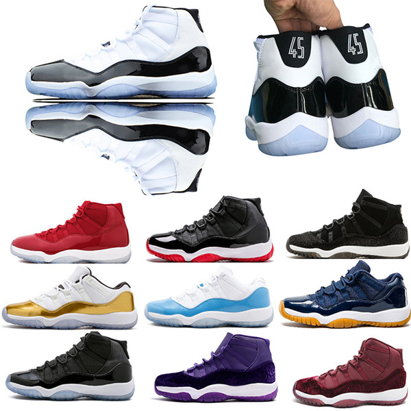 New 11 concord 45 23 basketball shoes platinum tint Space Jam mens designer shoes Bred High Low Men Sneakers US 8-13