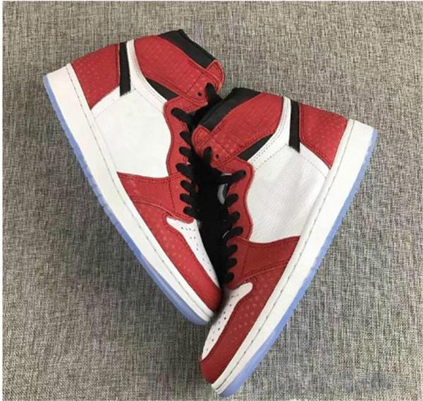 High quality 1 Og High Spider Man Origin Story Men Basketball Shoes 2019 New Chicago Crystal Sneakers Sport Shoes