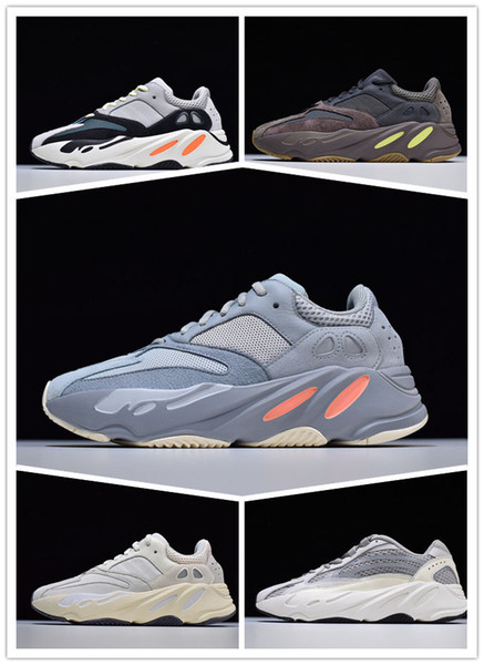 Top 2019 INERTIA 700 Kanye West Wave Runner Static 3M Reflective Mauve Solid Grey Sports Running Shoes Men Women Sports Sneaker Shoes