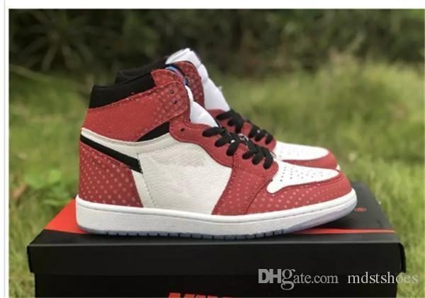 2019 New 1 Og High Spider Man Origin Story Men Basketball Shoes Chicago Crystal Sneakers Sport Shoes 19ss Basketball Shoes