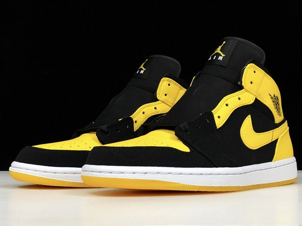 2019 Hot High Quality 1s Bred Leather Casual Basketball Boots Originals 1S Yellow Athletic Shoes 1OG Bred basketball shoes