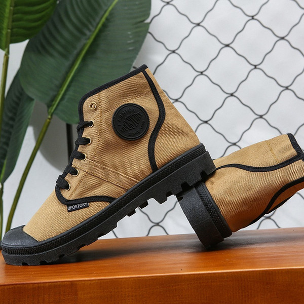 Non-slip Wear-resisting Popular Paladin Male Shoe Outdoors Sneakers Martin Boots. Korean trend canvas tooling shoes military boots