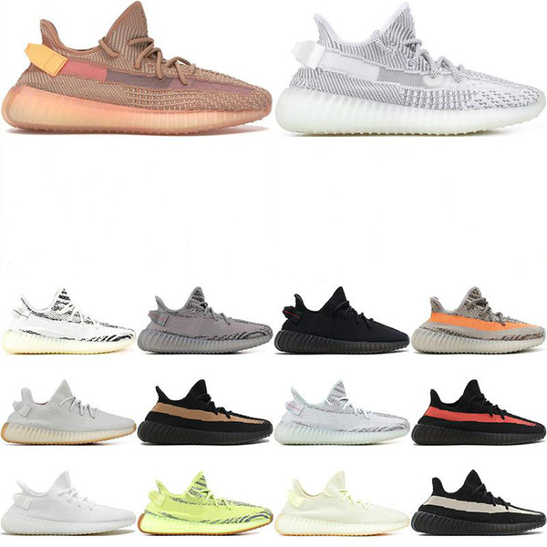 350 V2 True Form Hyperspace Clay Static Mens Running Shoes Kanye West Cream White Black White Bred Women Fashion Sport Sneakers 36-48