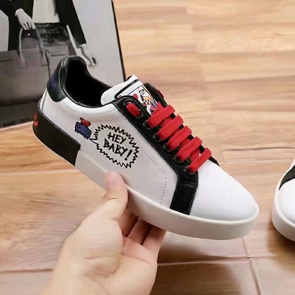DG mens designers shoes DOLCE & GABBANA Portofino Sneakers In Printed leather DG white ace men women High Quality Shoes Size 35-44 Style 10