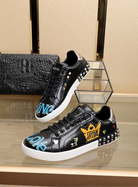 DG mens designers shoes DOLCE & GABBANA Portofino Sneakers In Printed leather DG white ace men women High Quality Shoes Size 35-44 Style 03