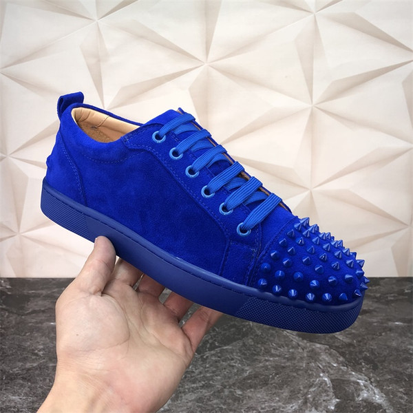 New Designer Sneakers Black Low Cut Spikes Flats Shoes Famous Red Bottom For Men And Women Leather Sneakers Party Fashion Designer Shoes