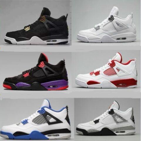 2019 1.1 basketball shoes sneakers thunder White Cement Pure Money Bred Royalty Game Royal 4s Sports shoes US 7-13