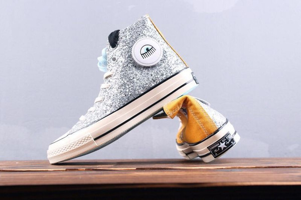 The latest yellow silver stitching OFF Chuck 70 white eye-catching x Chiara Ferragni classic 1970S high-top canvas shoes