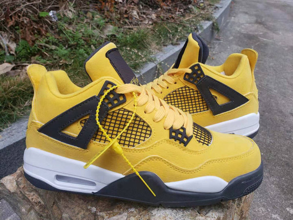 Top Jumpman 4 4s Men Outdoor Shoes New White Laser Black Cat Thunder Military Blue 2019 Designer Shoes Sport Sneakers Size 7-13