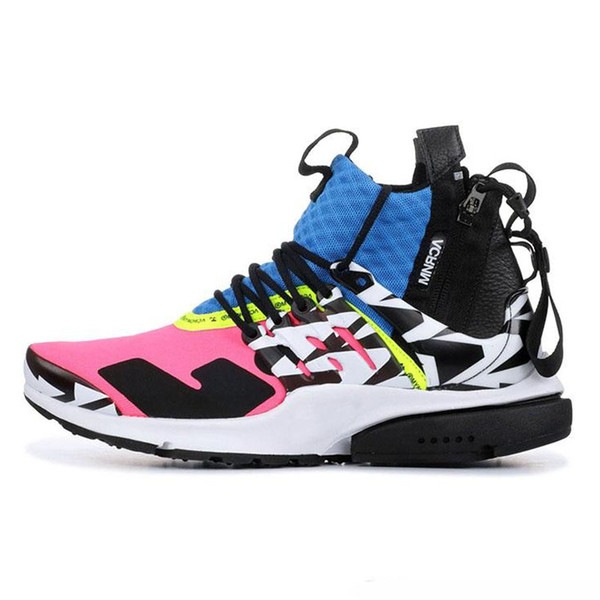 Brand ACRONYM X Presto Mid V2 Designer Men Outdoor Shoes Racer Pink Cool Grey Darts Street Sport Sneakers Camouflage Graffiti Boots