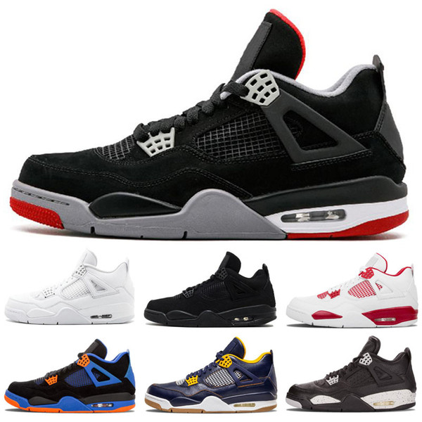 2019 Bred 4 4s Men Outdoor Shoes OG NRG Raptors Pure Black White Cement lighting Tattoo Singles Day Sports Sneakers Size 40-47