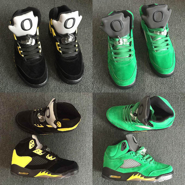 2019 New 5 Oregon Ducks PE men Outdoor shoes JumpDucks Apple Green Yellow Strike-Black sports trainers mens fashion Shoe